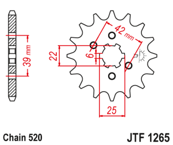 JTF 1265-14 Řetězové kolečko přední