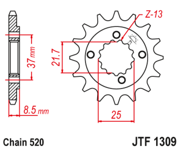 JTF 1309-13 Řetězové kolečko přední