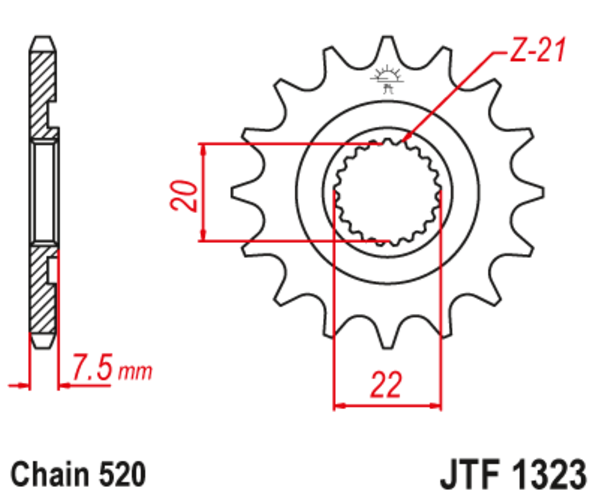 JTF 1323-12 Řetězové kolečko přední