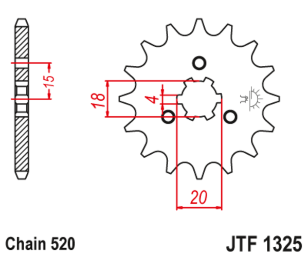 JTF 1325-12 Řetězové kolečko přední