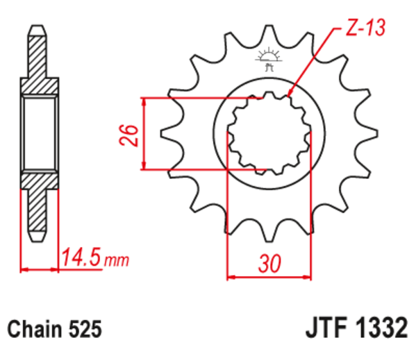 JTF 1332-16 Řetězové kolečko přední