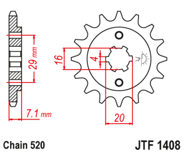JTF 1408-15 Řetězové kolečko přední