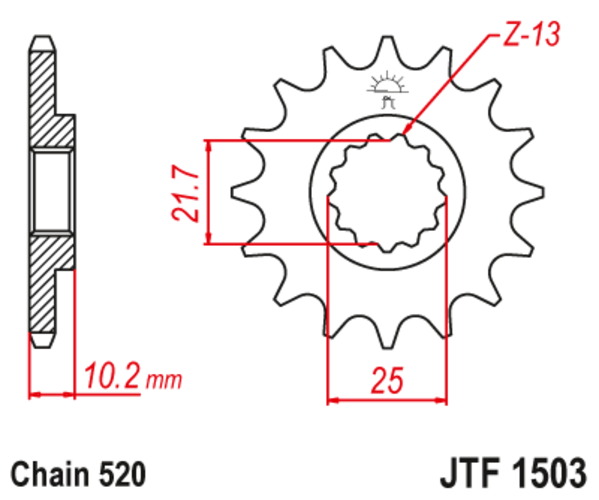 JTF 1503-12 Řetězové kolečko přední