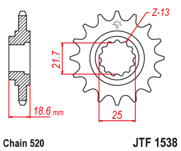 JTF 1538-14 Řetězové kolečko přední