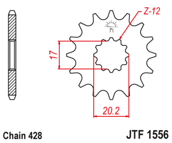 JTF 1556-12 Řetězové kolečko přední