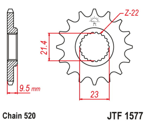 JTF 1577-15 Řetězové kolečko přední