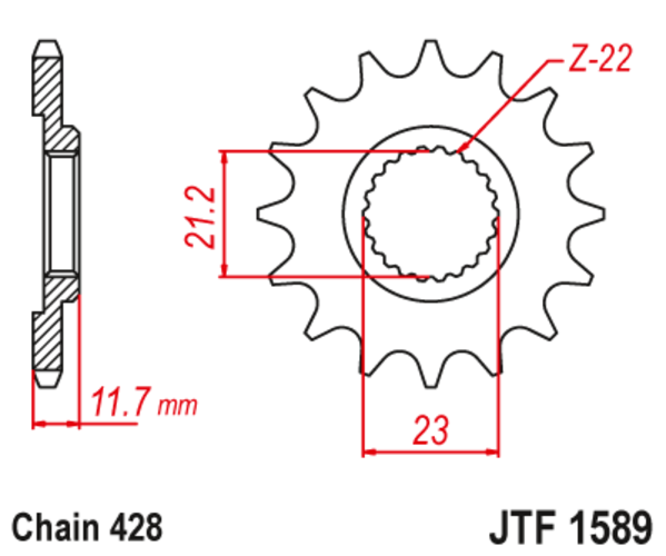 JTF 1589-19 Řetězové kolečko přední