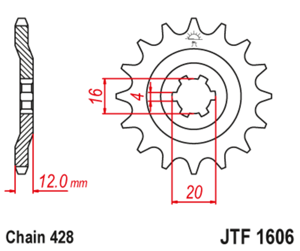 JTF 1606-14 Řetězové kolečko přední