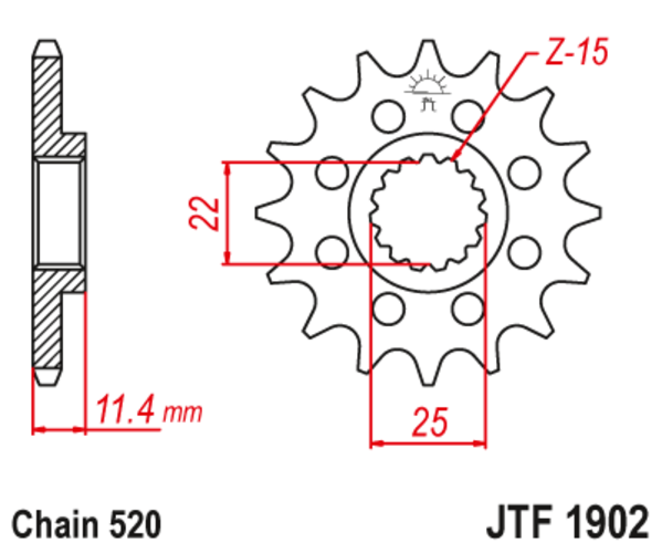 JTF 1902-12 Řetězové kolečko přední