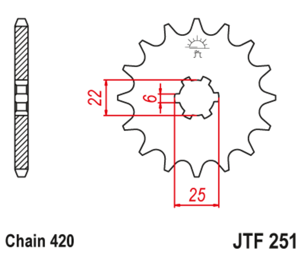JTF 251-15 Řetězové kolečko přední