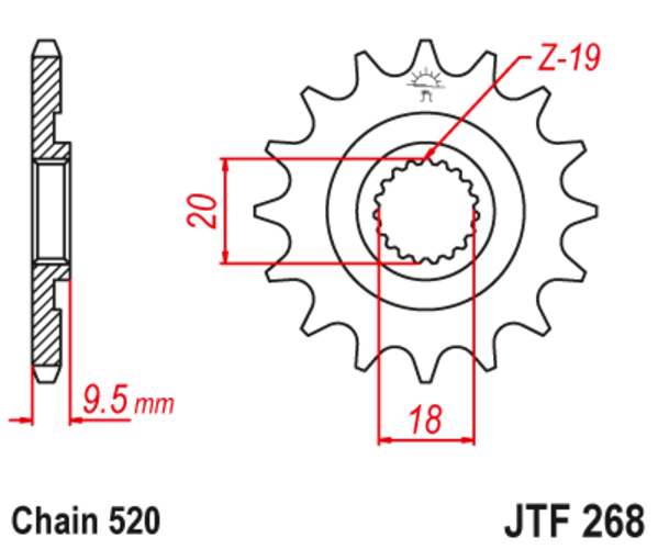JTF 268-14 Řetězové kolečko přední