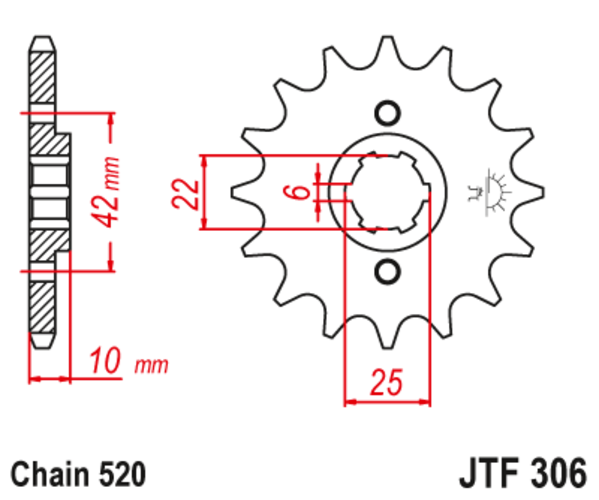 JTF 306-14 Řetězové kolečko přední