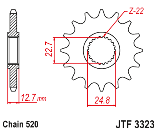 JTF 3323-22 Řetězové kolečko přední