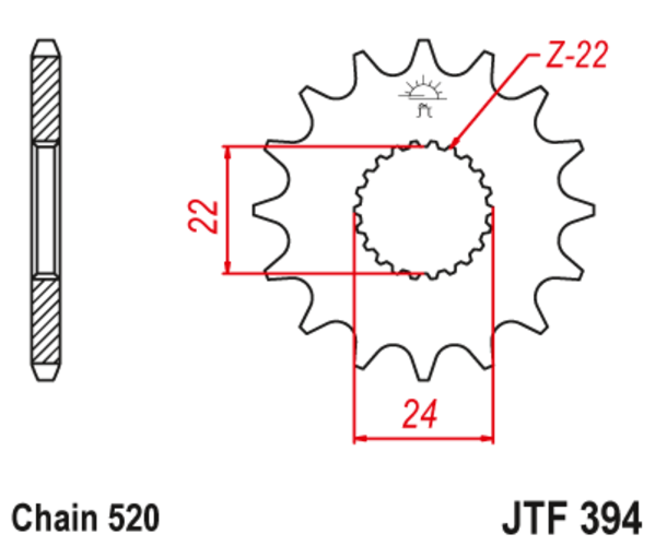 JTF 394-16 Řetězové kolečko přední