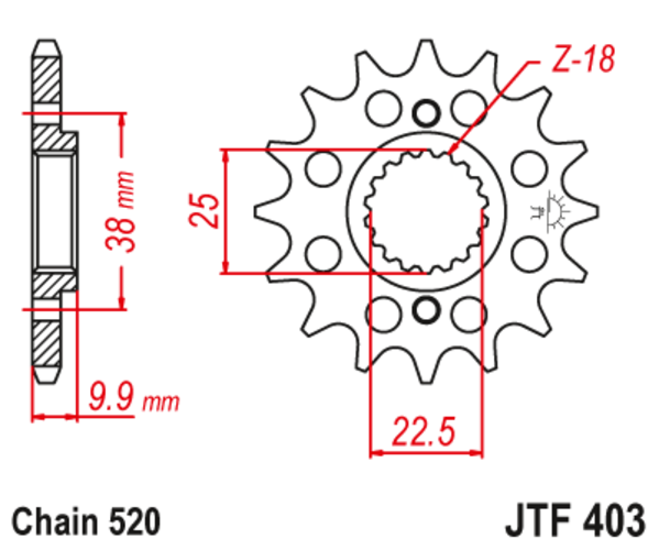 JTF 403-14 Řetězové kolečko přední