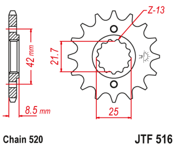 JTF 516-13 Řetězové kolečko přední