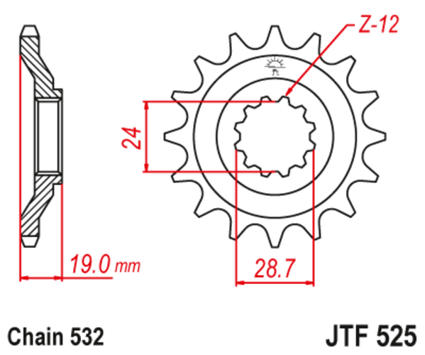 JTF 525-17 Řetězové kolečko přední