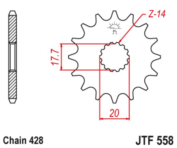 JTF 558-15 Řetězové kolečko přední