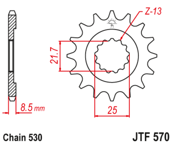 JTF 570-16 Řetězové kolečko přední