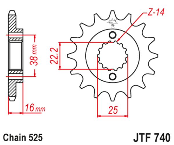 JTF 740-14 Řetězové kolečko přední