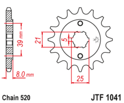 JTF 1041-15 Řetězové kolečko přední