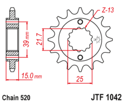 JTF 1042-15 Řetězové kolečko přední