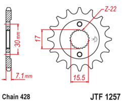 JTF 1257-14 Řetězové kolečko přední