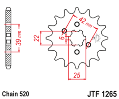 JTF 1265-12 Řetězové kolečko přední