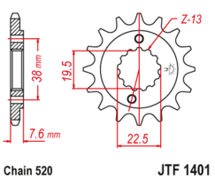 JTF 1401-13 Řetězové kolečko přední