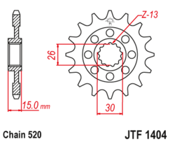 JTF 1404-16 Řetězové kolečko přední