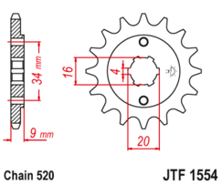 JTF 1554-15 Řetězové kolečko přední