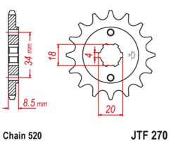 JTF 270-14 Řetězové kolečko přední