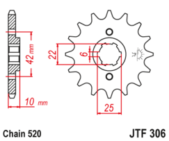 JTF 306-15 Řetězové kolečko přední