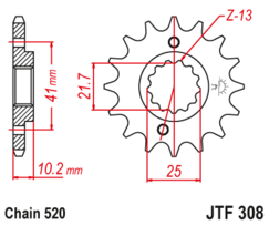 JTF 308-14 Řetězové kolečko přední