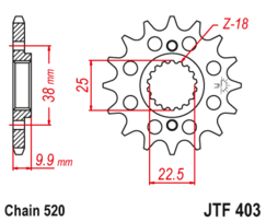 JTF 403-13 Řetězové kolečko přední