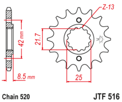 JTF 516-14 Řetězové kolečko přední