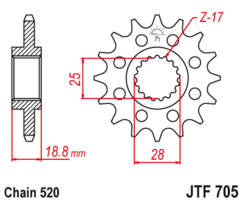 JTF 705-15 Řetězové kolečko přední
