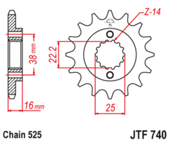 JTF 740-16 Řetězové kolečko přední